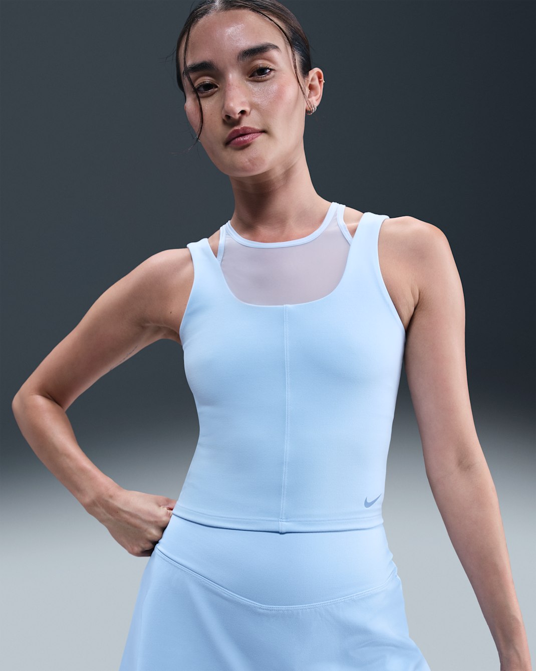 Nike One Fitted Women's Dri-FIT Cropped Tank Top - Celestine Blue/Work Blue