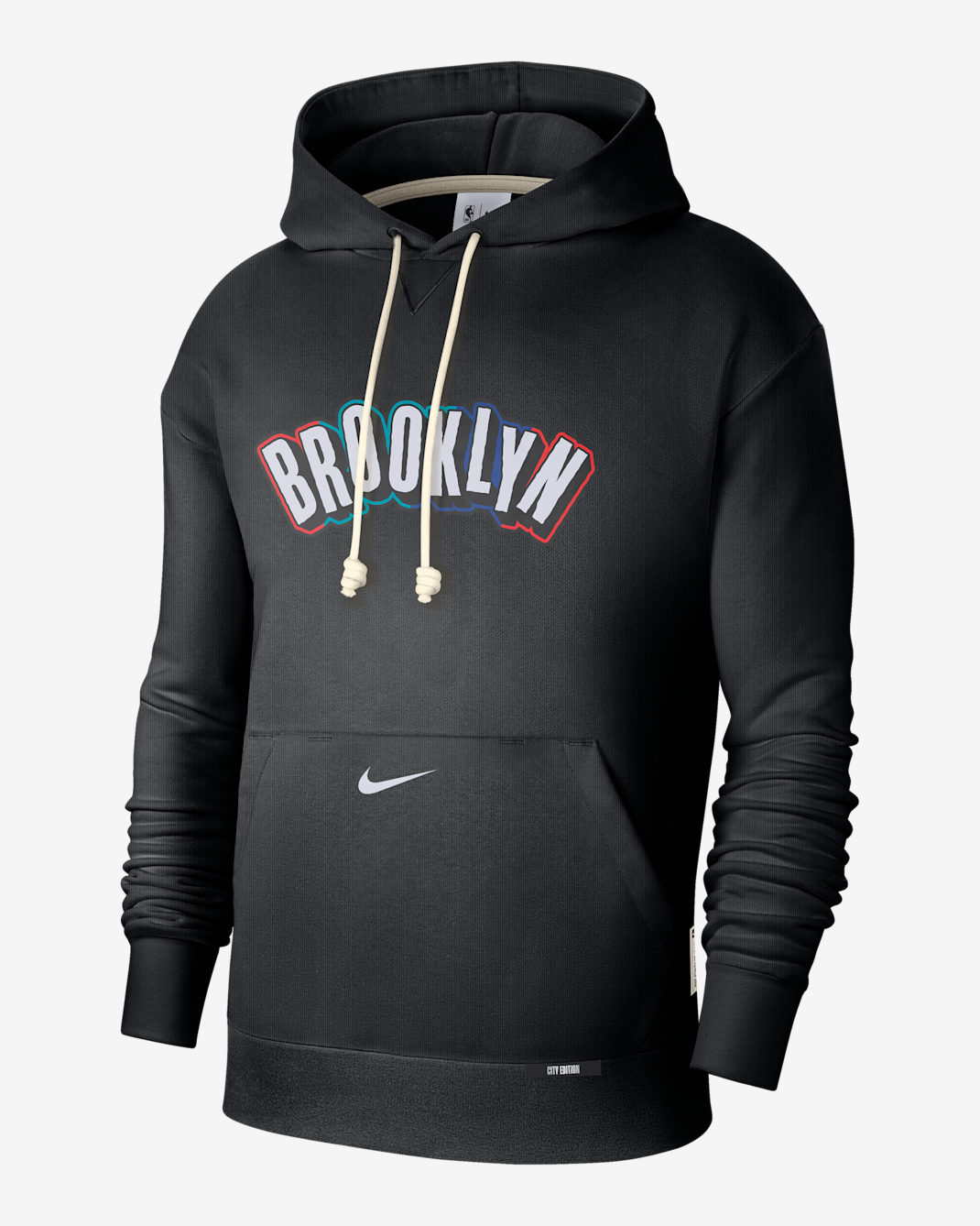 Brooklyn Nets Standard Issue City Edition Men's Nike Dri-FIT NBA Courtside Hoodie - Black/White
