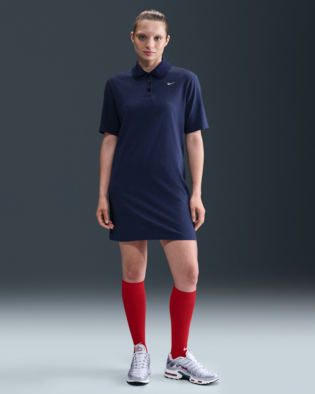 Nike Sportswear Essential Women's Short-Sleeve Polo Dress - Midnight Navy/Heather/Sail