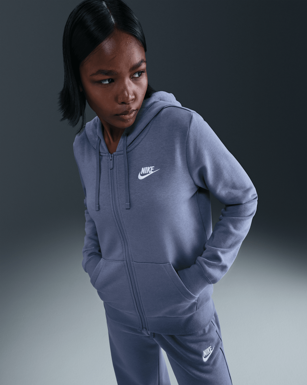 Nike Sportswear Club Fleece Women's Full-Zip Hoodie - World Indigo/White