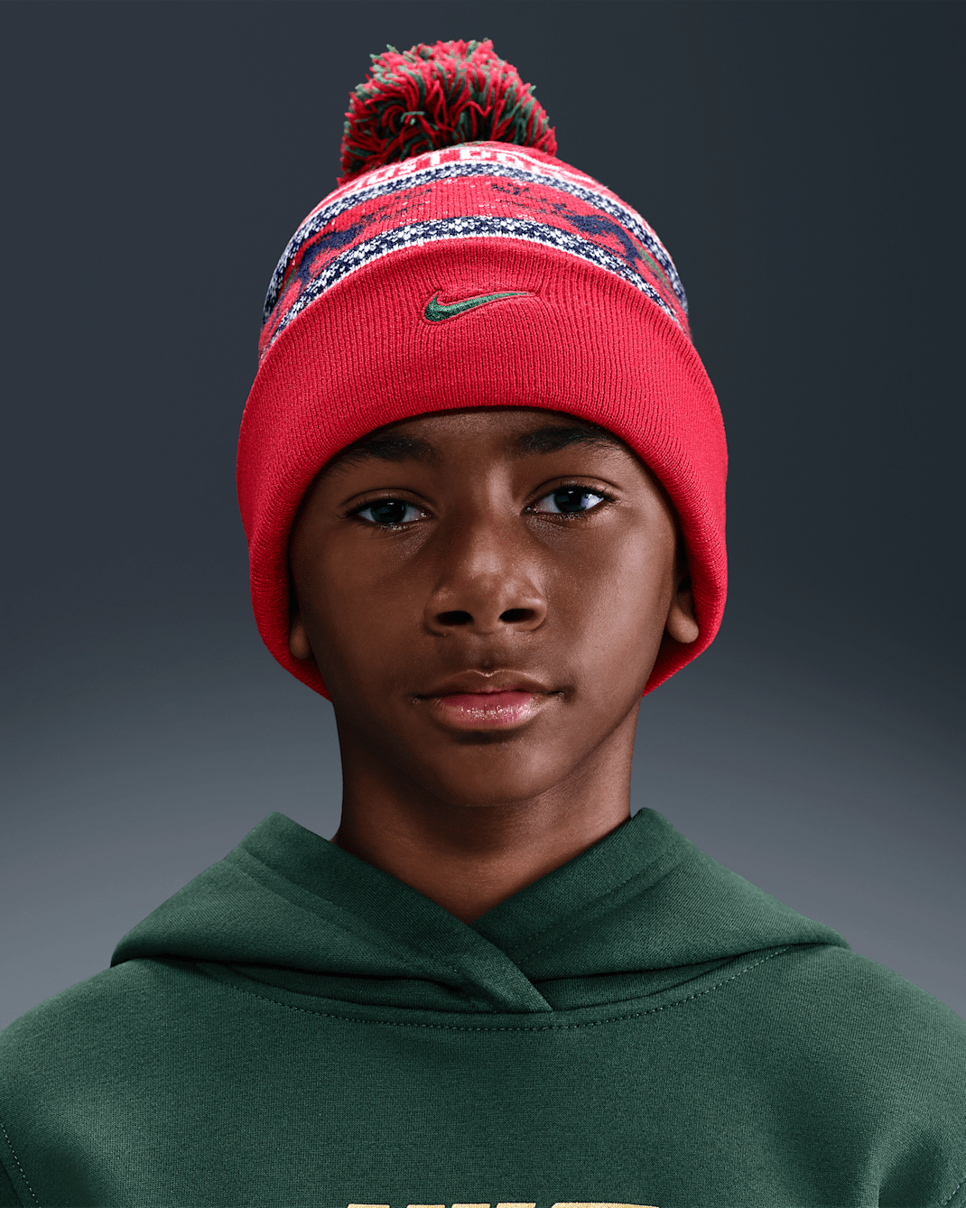 Gorro con dobladillo estándar para niños talla grande Nike Peak - Rojo universitario/Azul marino medianoche/Vela