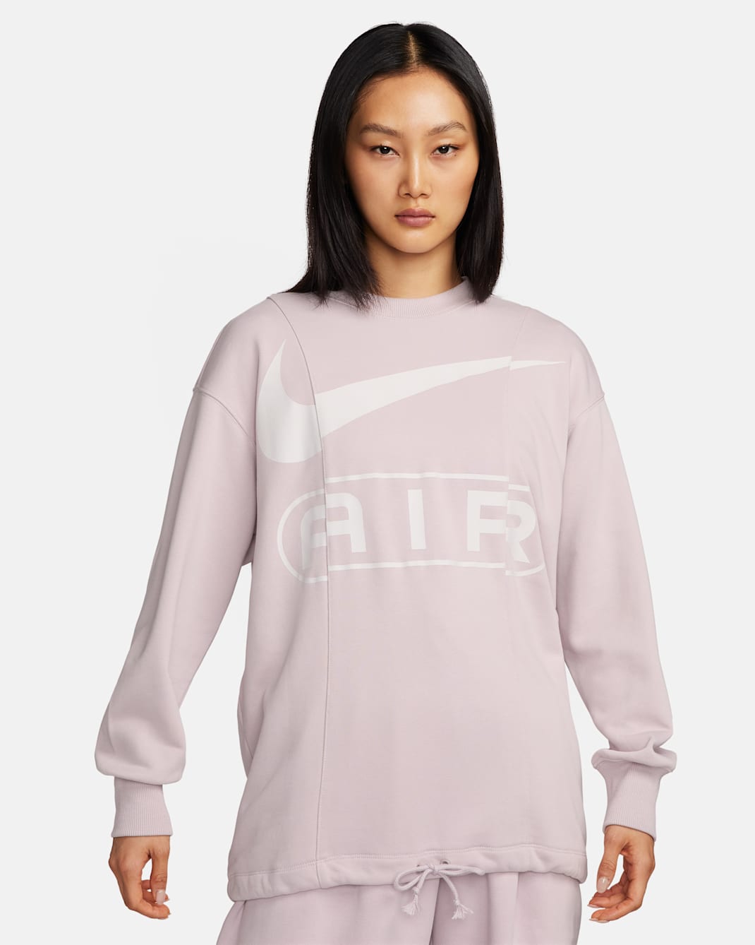 Nike Air 女款超寬版圓領法國毛圈布運動衫 - Platinum Violet/Phantom