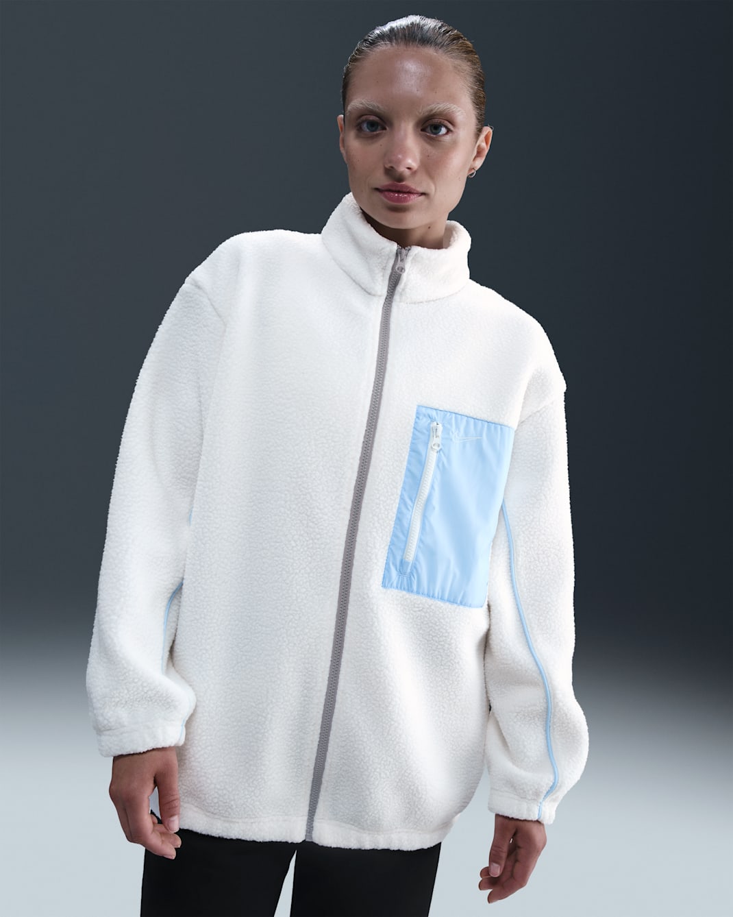 Nike Sportswear Women's Full-Zip High-Pile Fleece Jacket - Sail/Celestine Blue/Celestine Blue/Sail