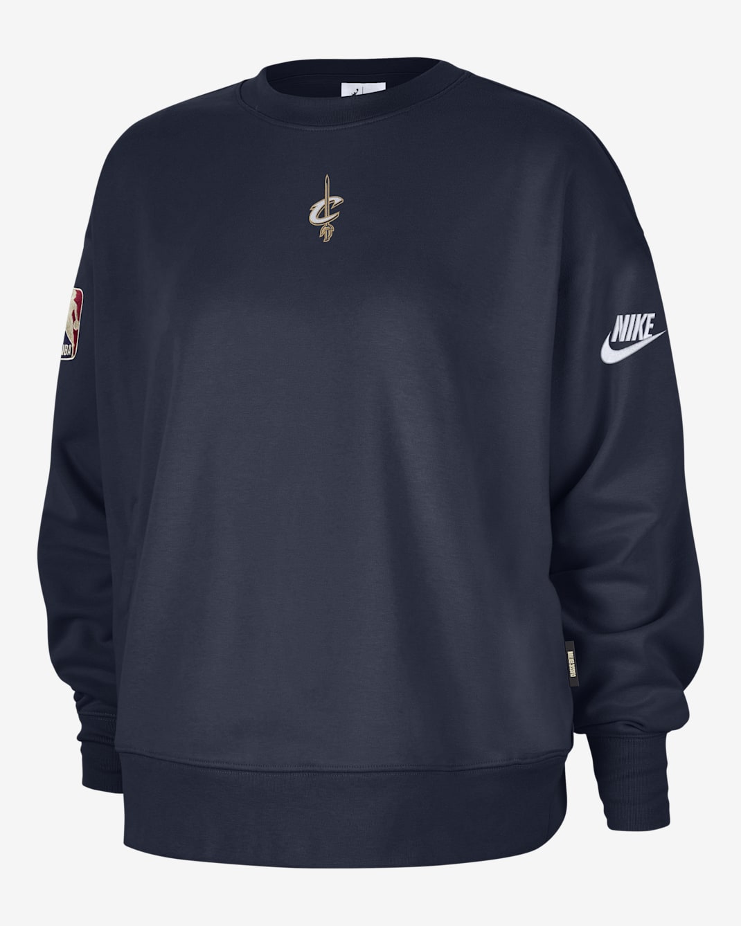 Sudadera de cuello redondo premium de tejido Fleece Nike de la NBA Phoenix para mujer Cleveland Cavaliers Hardwood Classics - Azul marino universitario