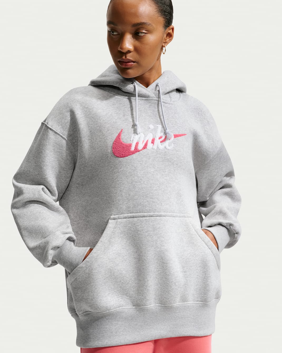 Nike Sportswear Phoenix Fleece Women's Oversized Logo Hoodie - Pure Platinum/Heather/Sea Coral