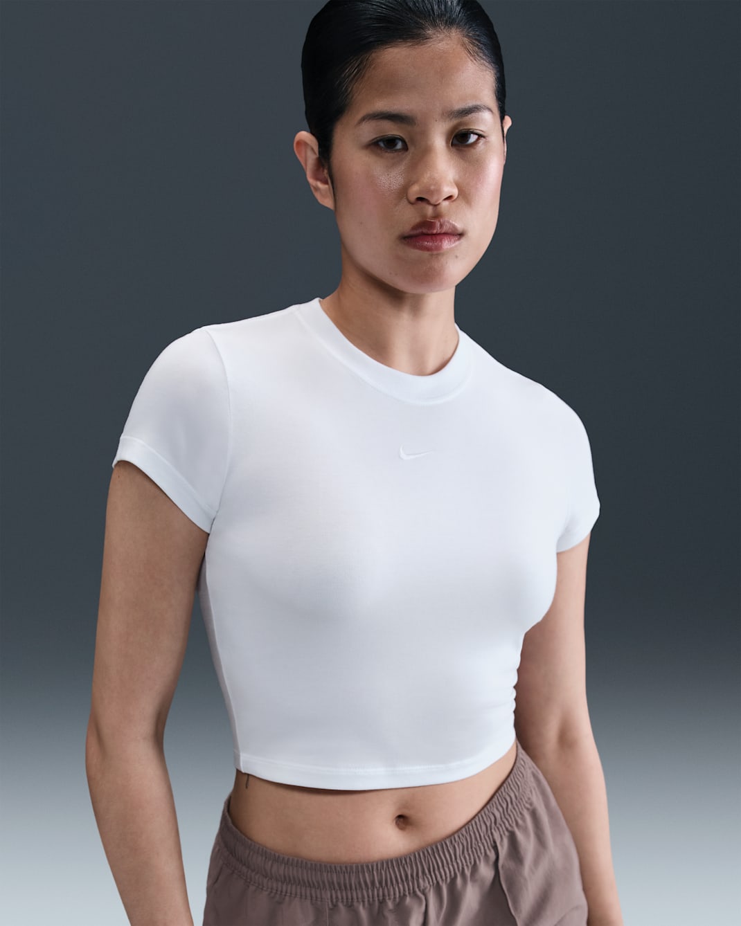 ナイキ スポーツウェア チル ニット ウィメンズ クロップド Tシャツ - ホワイト/ホワイト