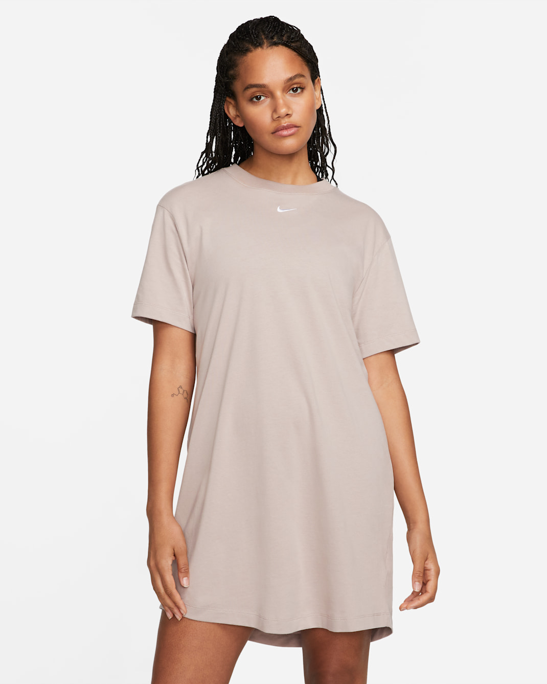 Nike Sportswear Essential Women's Short-sleeve T-Shirt Dress - Diffused Taupe/White