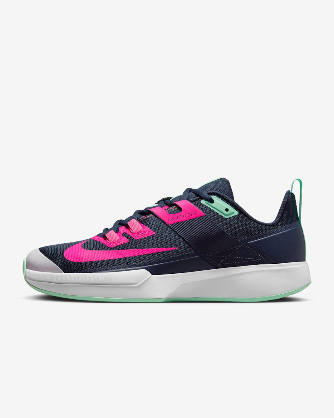 NikeCourt Vapor Lite Men's Hard Court Tennis Shoes - Obsidian/Green Glow/White/Hyper Pink