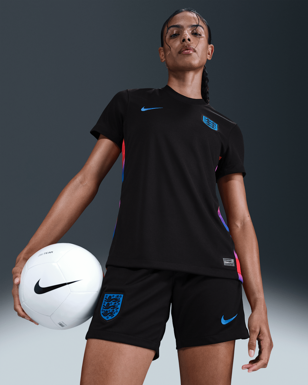 England 2025 Stadium Away (Women's Team) Women's Nike Dri-FIT Soccer Replica Jersey - Black/Light Photo Blue