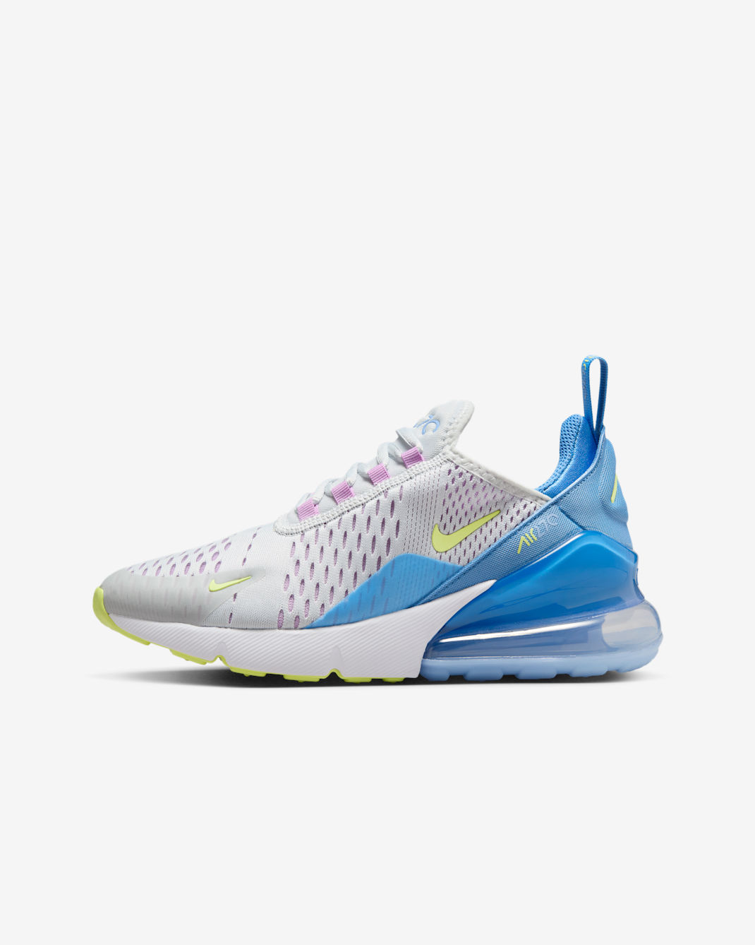 Nike Air Max 270 Big Kids' Shoes - Pure Platinum/Rush Fuchsia/Blue Beyond/Light Lemon Twist