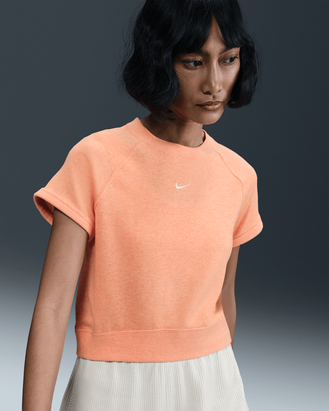 Nike Sportswear Chill Terry Women's Short-Sleeve French Terry Top - Apricot Agate/Heather/Sail