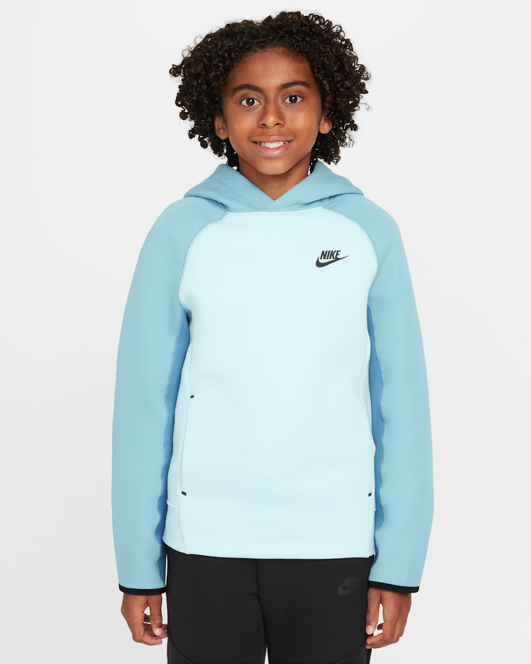 Nike Sportswear Tech Fleece hettegenser til store barn (gutt) - Glacier Blue/Denim Turquoise/Aegean Storm/Svart