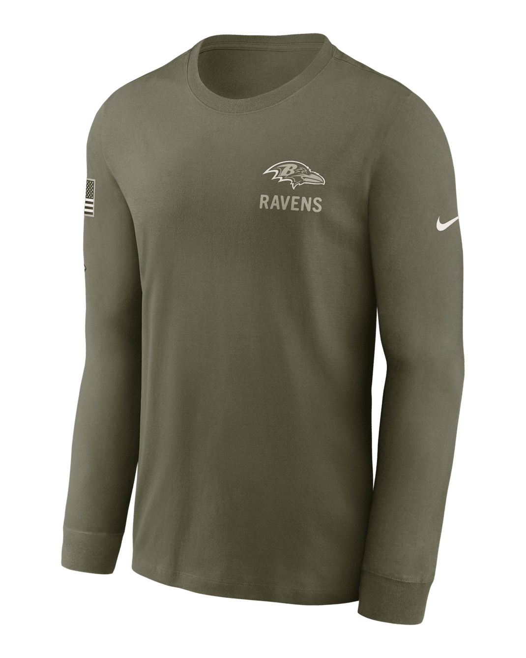 Playera de manga larga Nike de la NFL para hombre Baltimore Ravens Salute to Service - Oliva