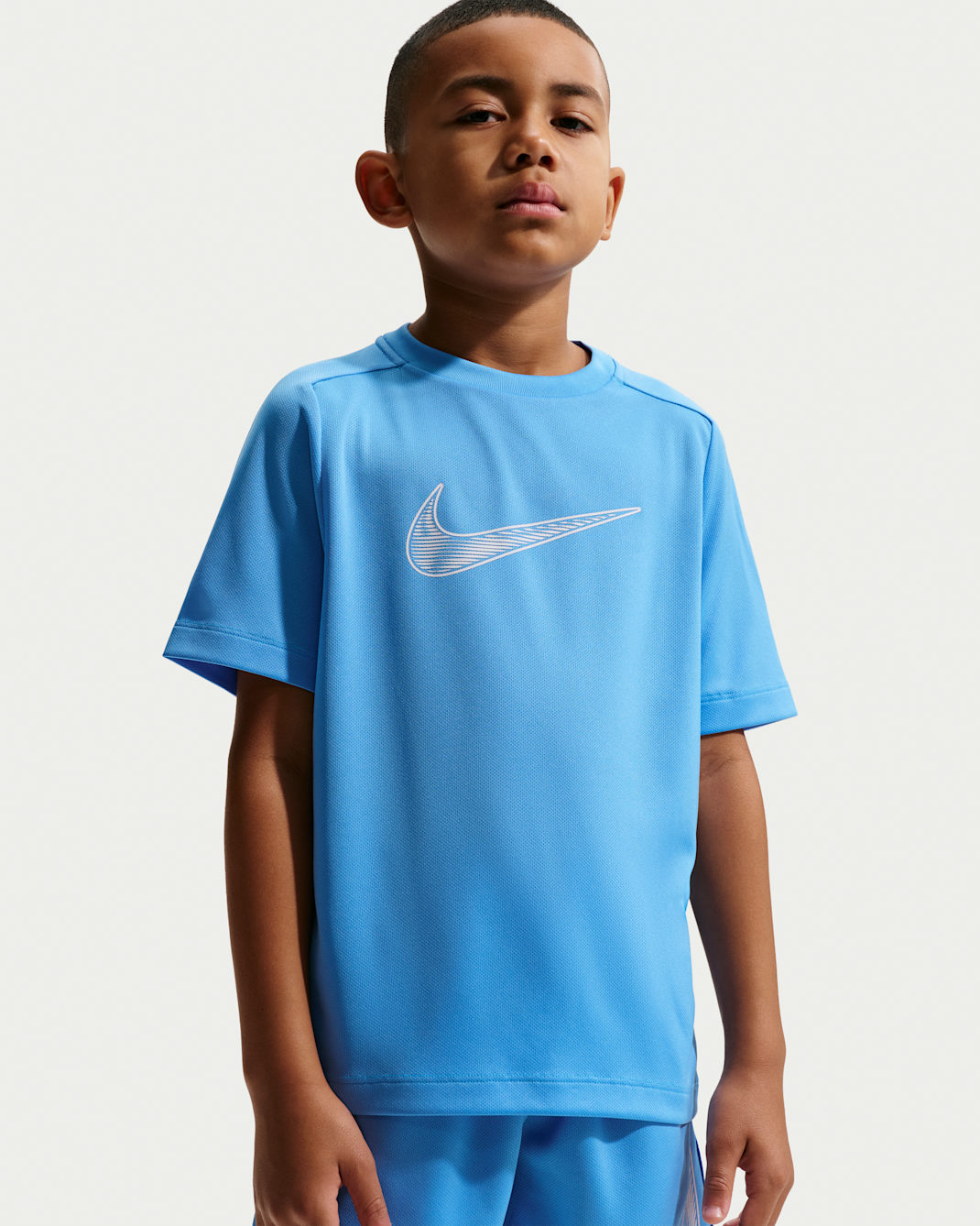 Playera de entrenamiento de manga corta Dri-FIT para niño talla grande Nike Multi - Azul universitario/Blanco