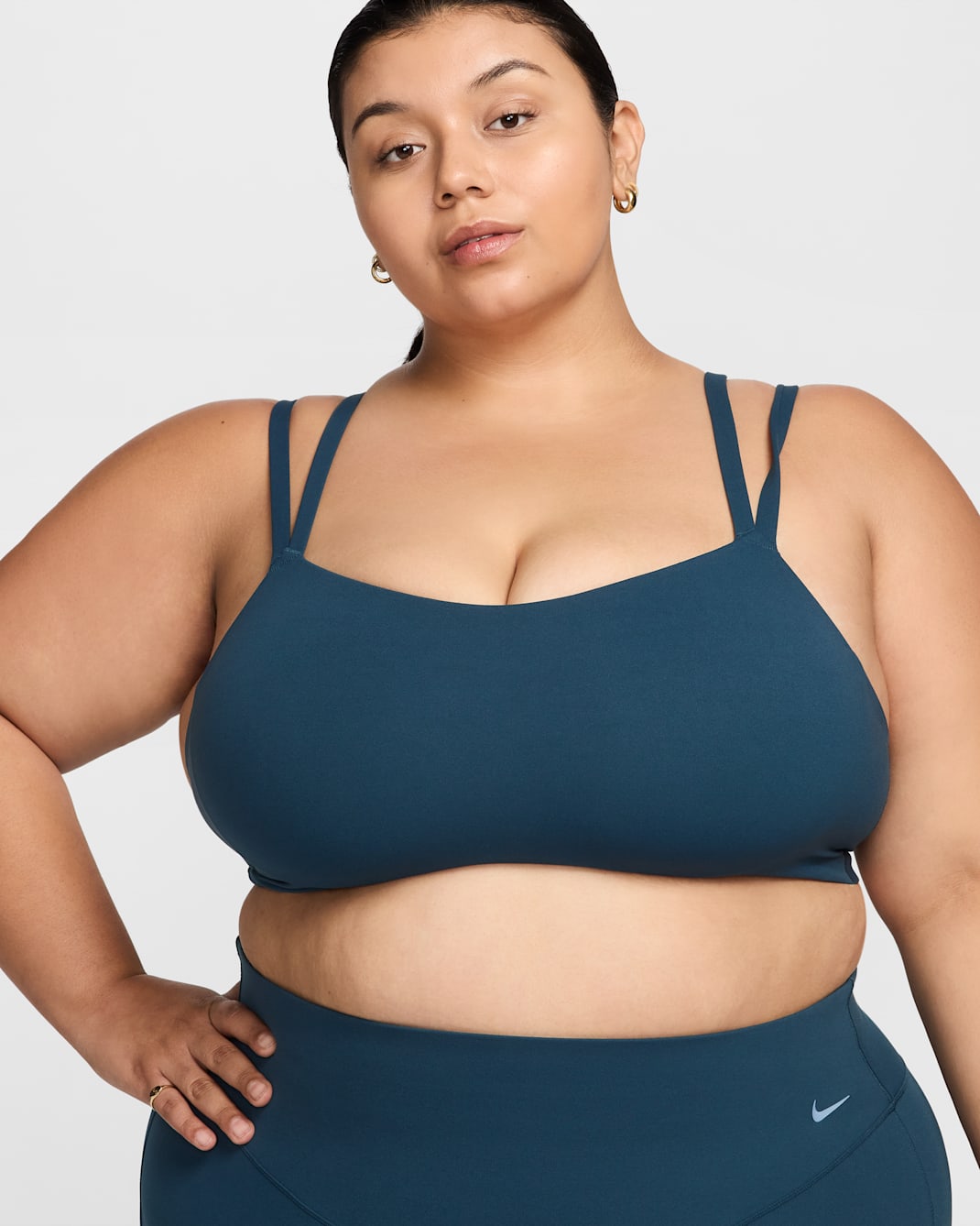 Nike Zenvy Strappy Women's Light-Support Padded Sports Bra (Plus Size) - Armory Navy/White