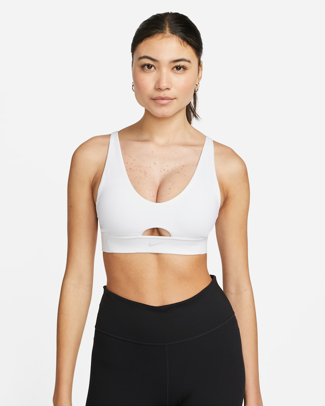 Nike Indy Plunge Cut-Out Women's Medium-Support Padded Sports Bra - White/Photon Dust