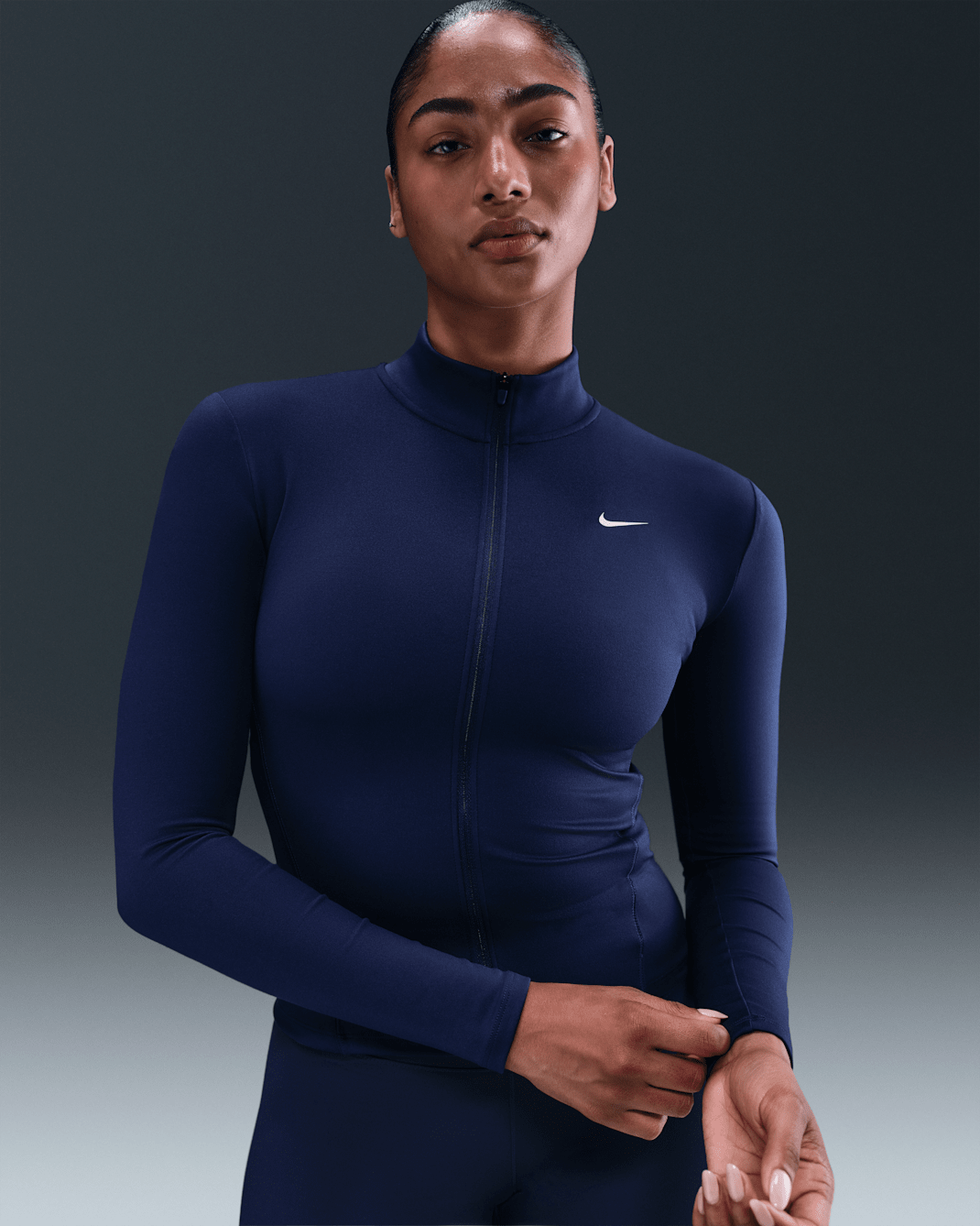 Giacca con zip a tutta lunghezza Dri-FIT Nike One Fitted – Donna - Midnight Navy/Bianco
