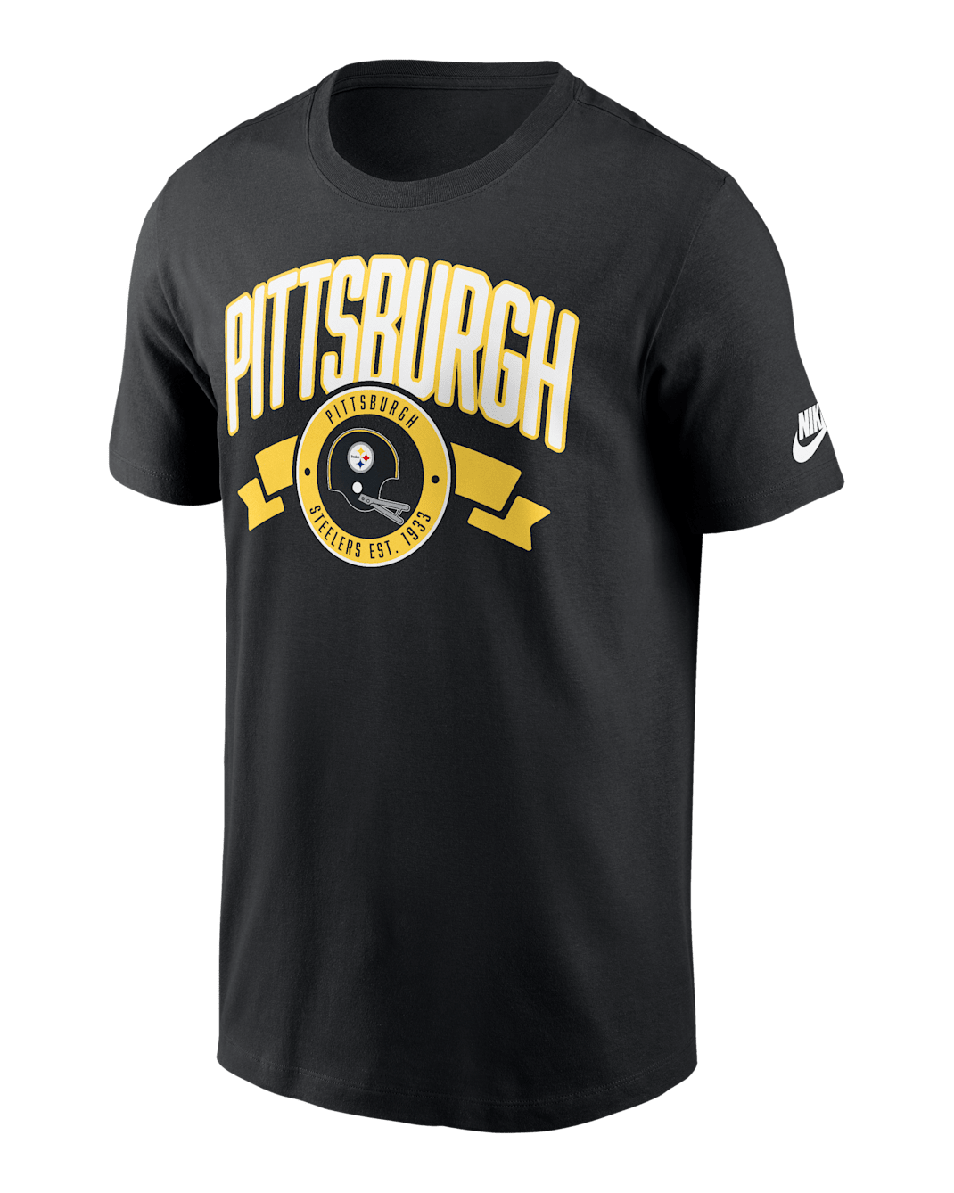 Pittsburgh Steelers Rewind Front And Back Hit Essential Men's Nike NFL T-Shirt - Black