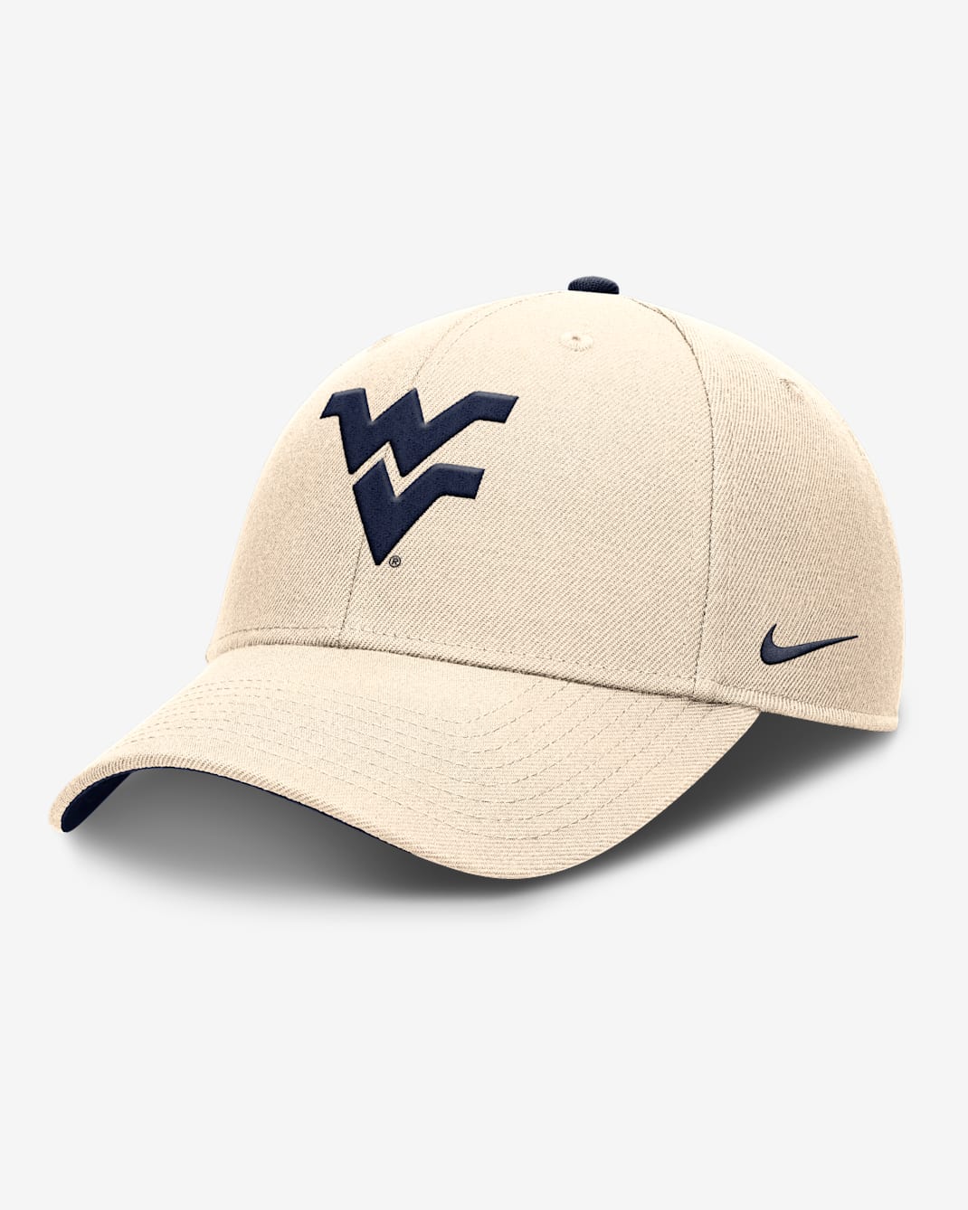 West Virginia Primetime Rise Men's Nike Dri-FIT College Trucker Adjustable Hat - Natural