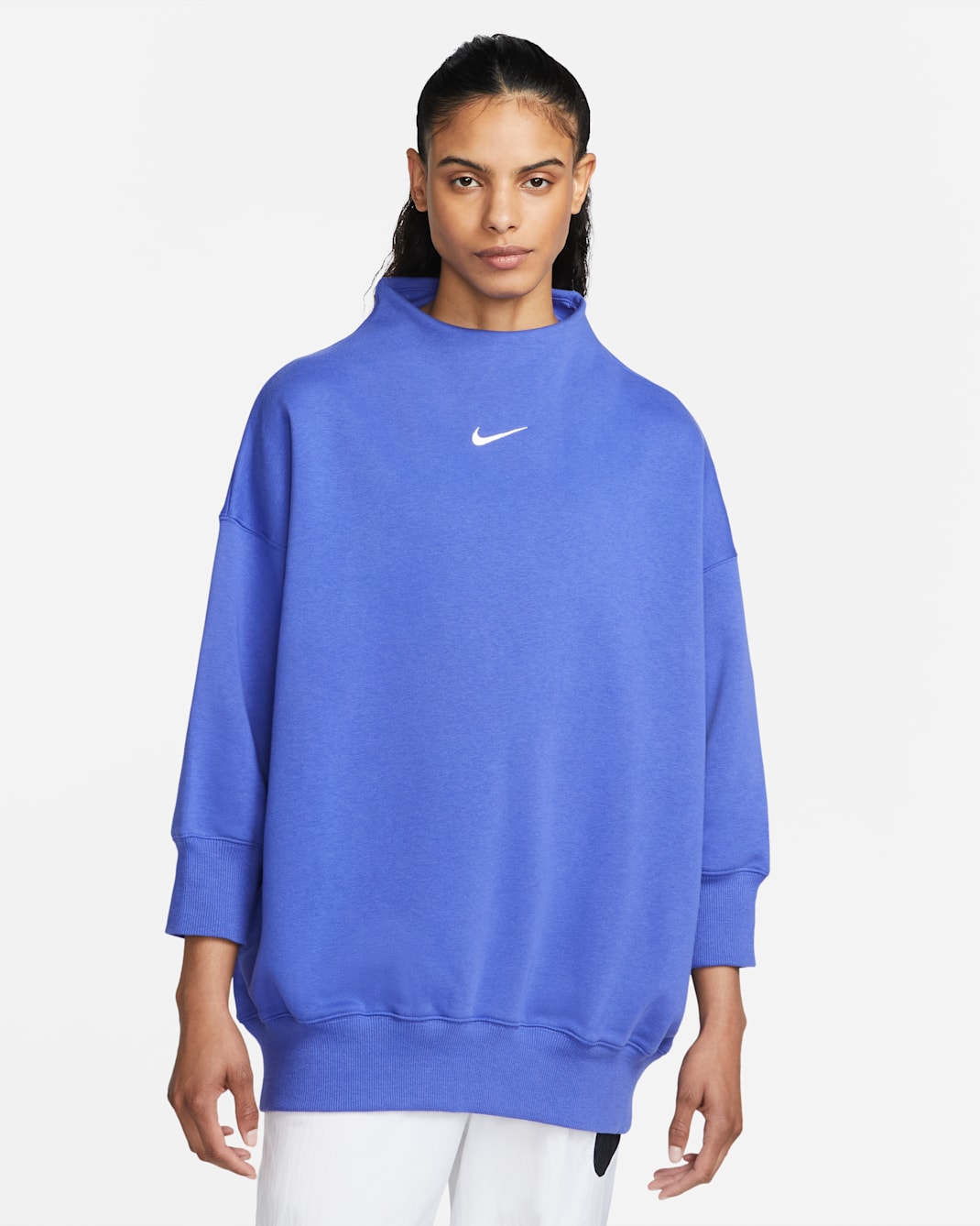 Nike Sportswear Phoenix Fleece Women's Over-Oversized Mock-Neck 3/4-Sleeve Sweatshirt - Lapis/Sail