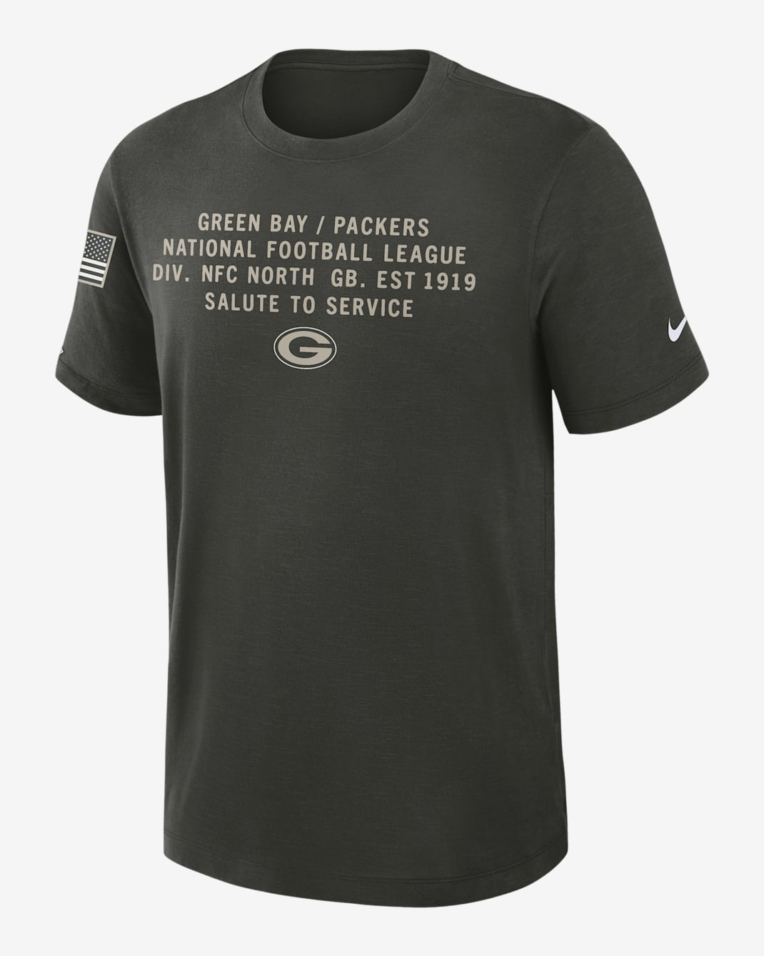 Green Bay Packers Salute to Service Slub Men's Nike Dri-FIT NFL T-Shirt - Forest Green