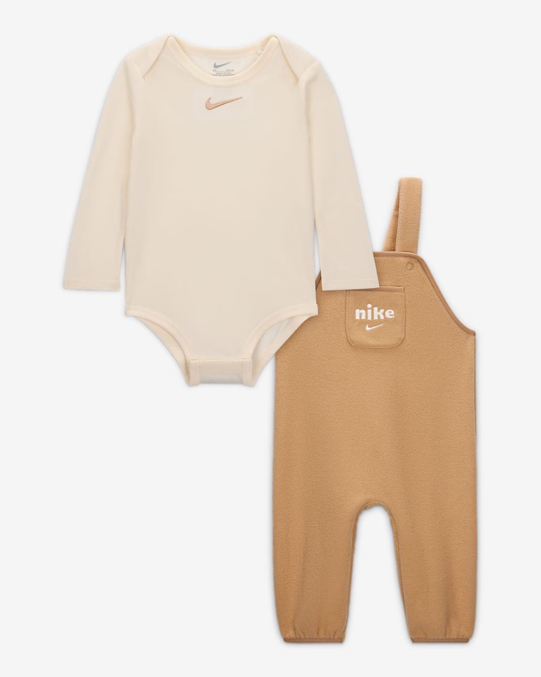 Nike Baby (12-24M) Plush Fleece Overalls 2-Piece Set - Hemp