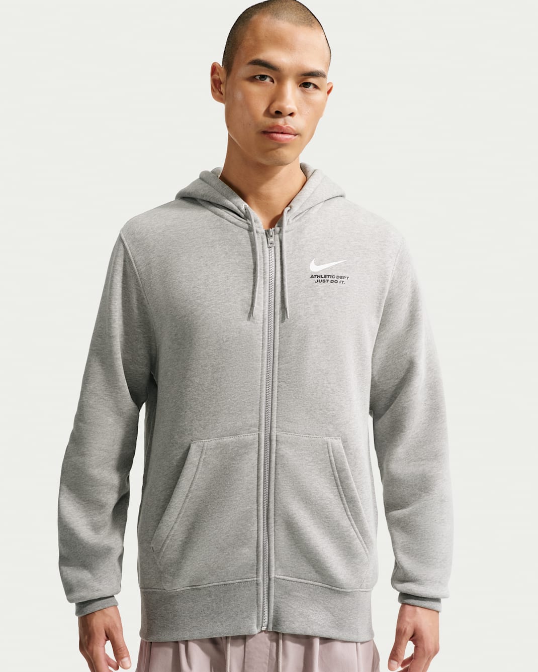 나이키 스포츠웨어 클럽 남성 풀집 플리스 후디 - 다크 그레이 헤더