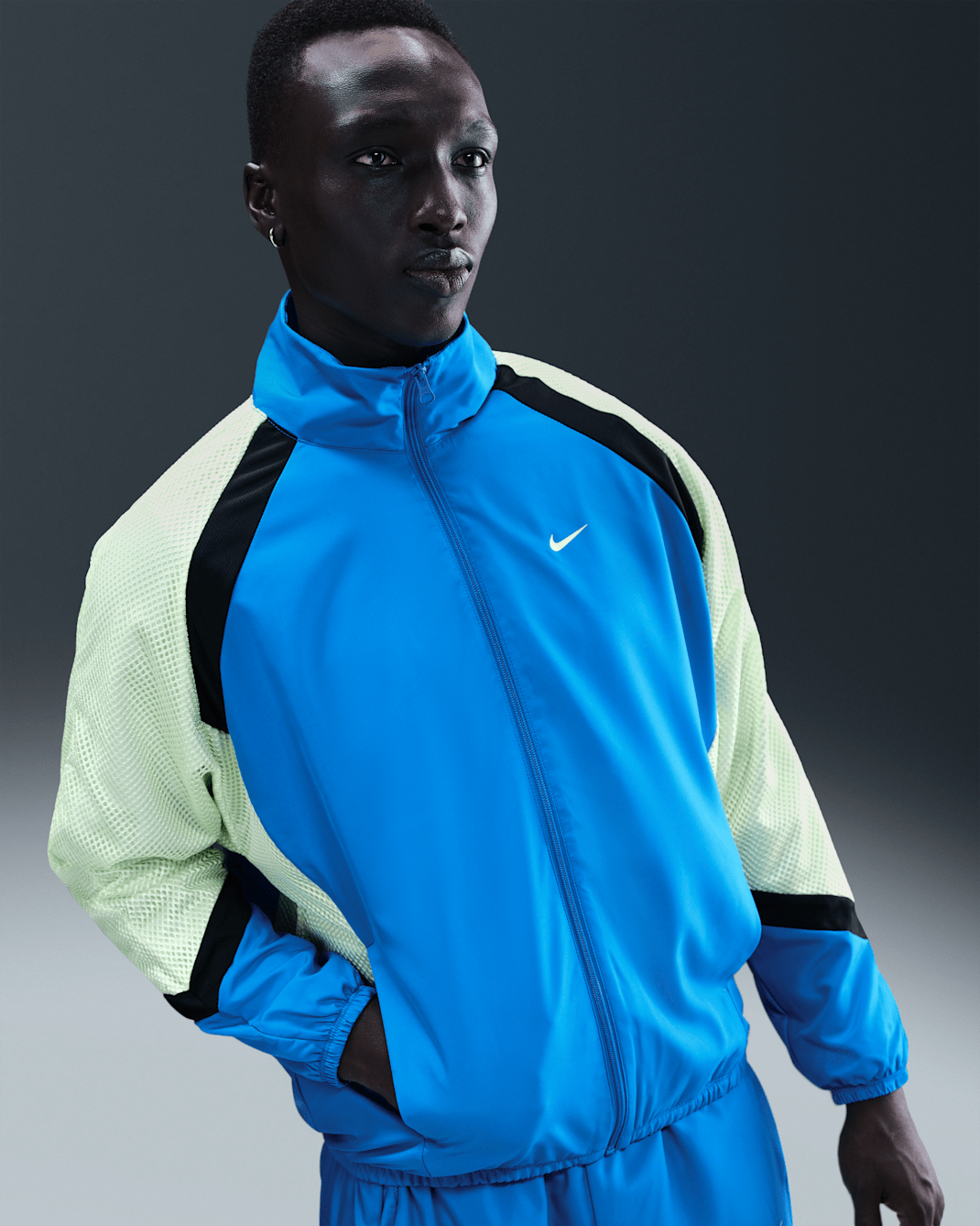 Nike Icon Men's Woven Basketball Jacket - Photo Blue/Barely Volt/Black/Barely Volt