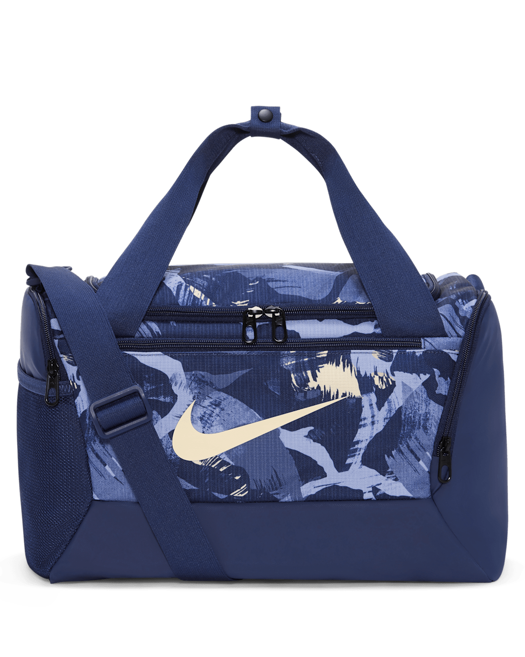 Nike Brasilia Printed Duffel Bag (Extra Small, 25L) - Midnight Navy/Midnight Navy/Pale Vanilla