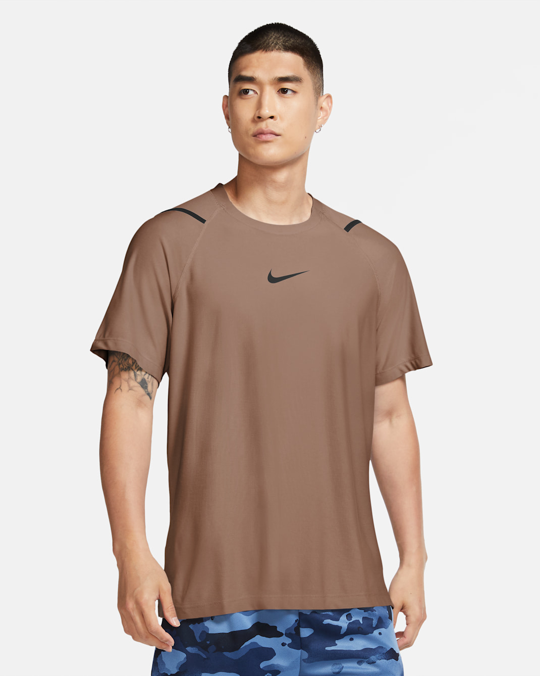 Nike Pro Men's Short-Sleeve Top - Desert Dust/Heather/Black