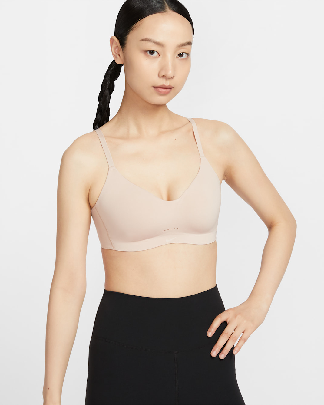 나이키 엘레이트 미니멀리스트 여성 라이트 서포트 패드 컨버터블 스포츠 브라 - 파티클 베이지/화이트