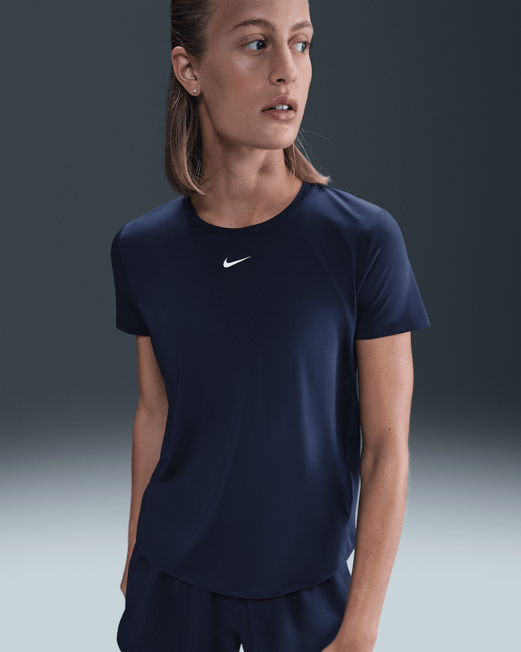 Nike One Classic Dri-FIT Kurzarm-Oberteil für Damen - Midnight Navy/Weiß