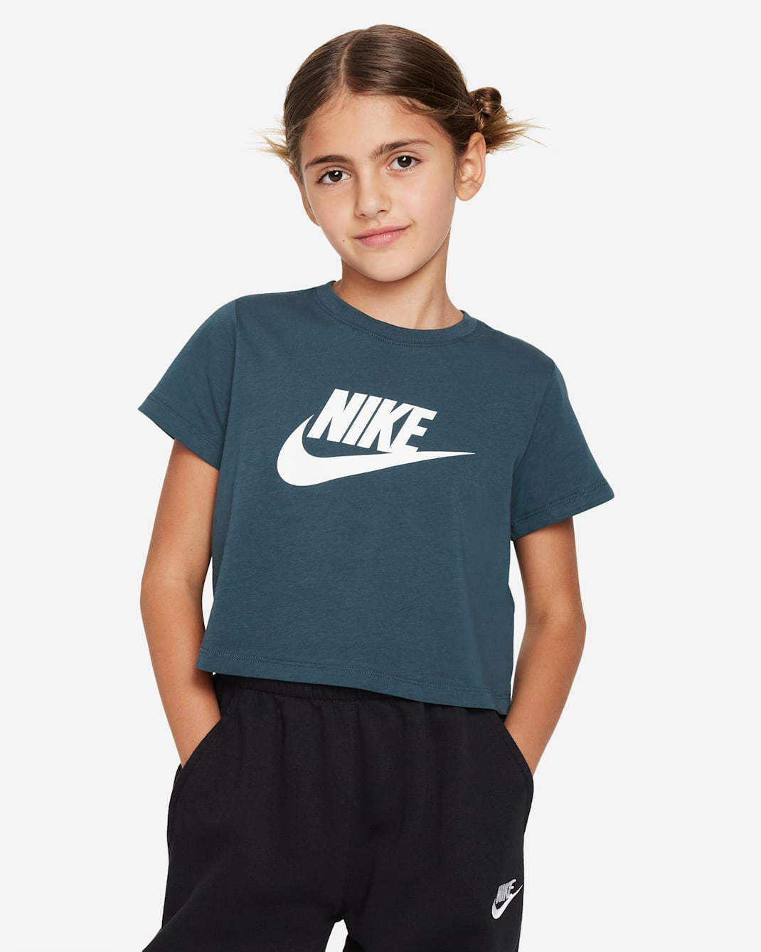 Nike Sportswear Older Kids' (Girls') Cropped T-Shirt - Deep Jungle