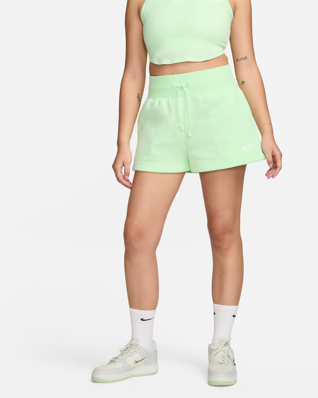 Nike Sportswear Phoenix Fleece Women's High-Waisted Loose Shorts - Vapor Green/Sail