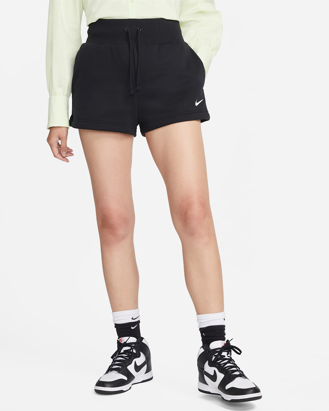 Nike Sportswear Phoenix Fleece 女款高腰短褲 - 黑色/Sail