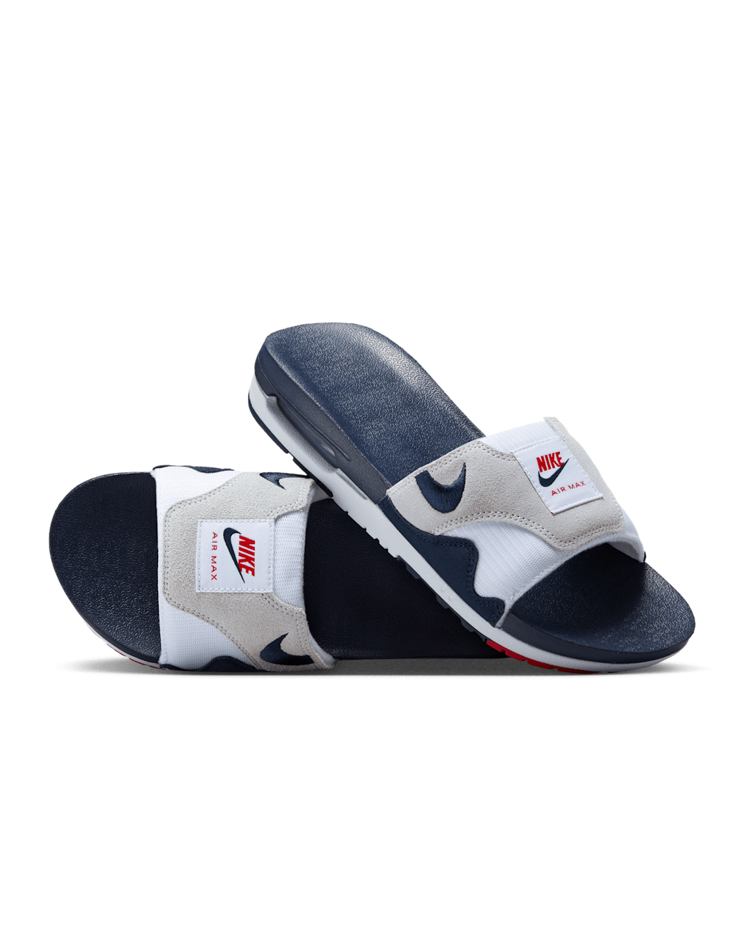 Nike Air Max 1 Men's Slides - White/Light Neutral Grey/University Red/Obsidian