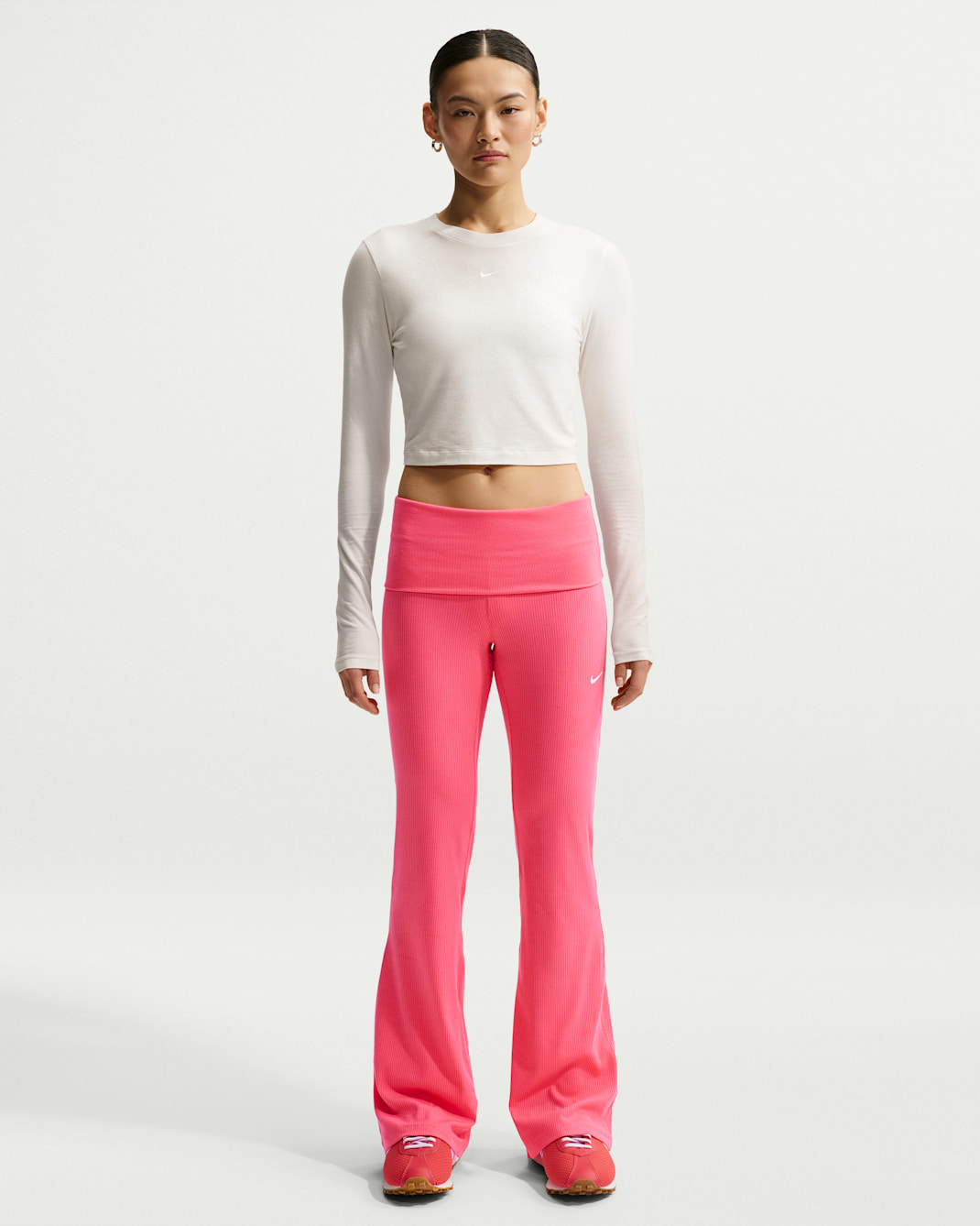 Nike Sportswear Chill Knit Women's Mid-Rise Tight Ribbed Pants - Sea Coral/Sail