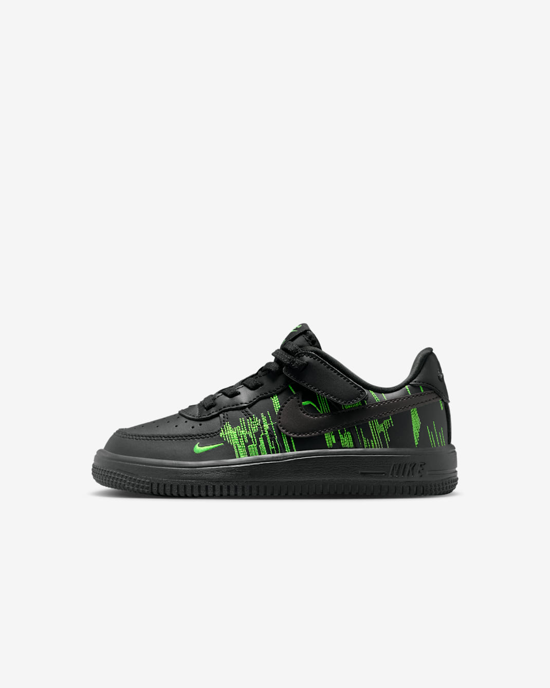 Nike Force 1 Low EasyOn LV8 4 小童鞋款 - 黑色/Green Strike/Vivid Purple/黑色