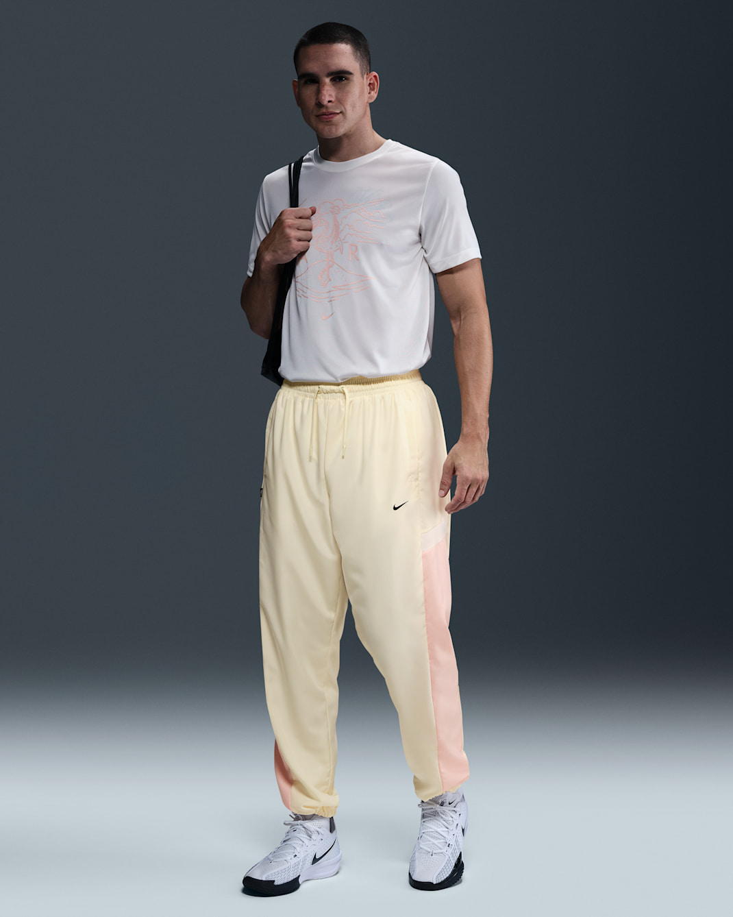 Pants de básquetbol de tejido Woven para hombre Nike Icon - Leche de coco/Coral lavado/Marfil pálido/Negro