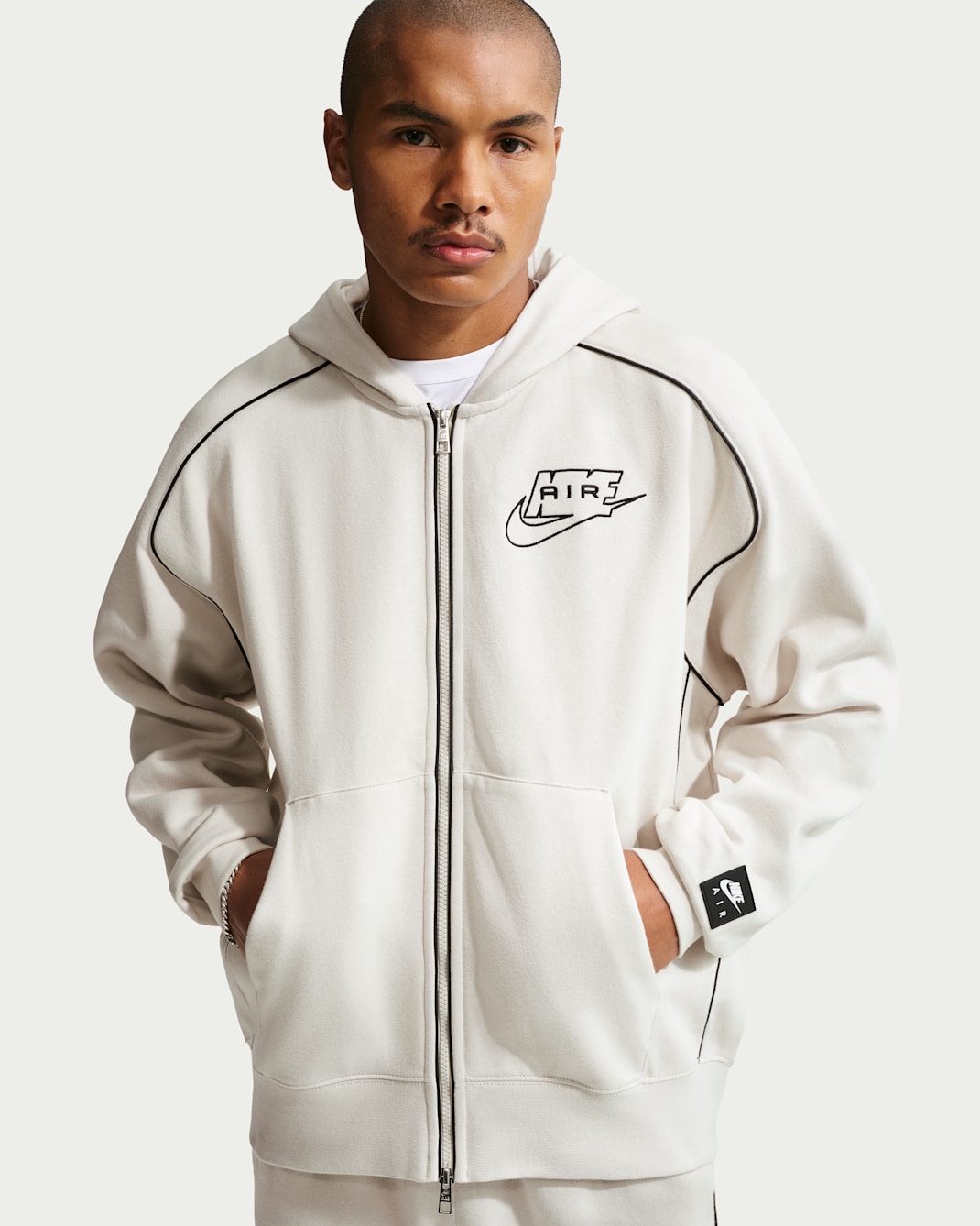 Nike Air Men's Full-Zip Fleece Hoodie - Light Bone/Black/Black
