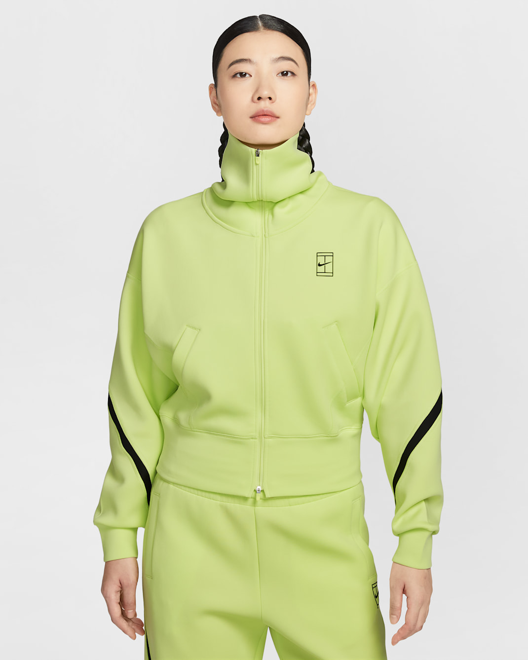 Nike Advantage Women's Dri-FIT Full-Zip Tennis Jacket - Light Lemon Twist/Light Lemon Twist/Black