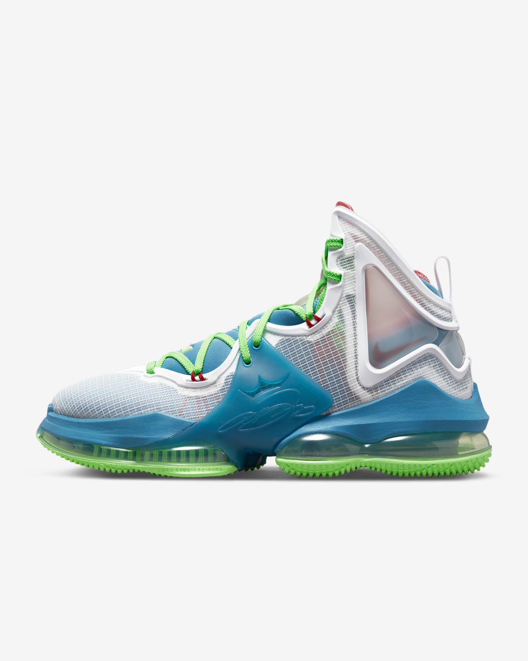 LeBron 19 Basketball Shoes - Dutch Blue/Lime Glow/White/Pomegranate