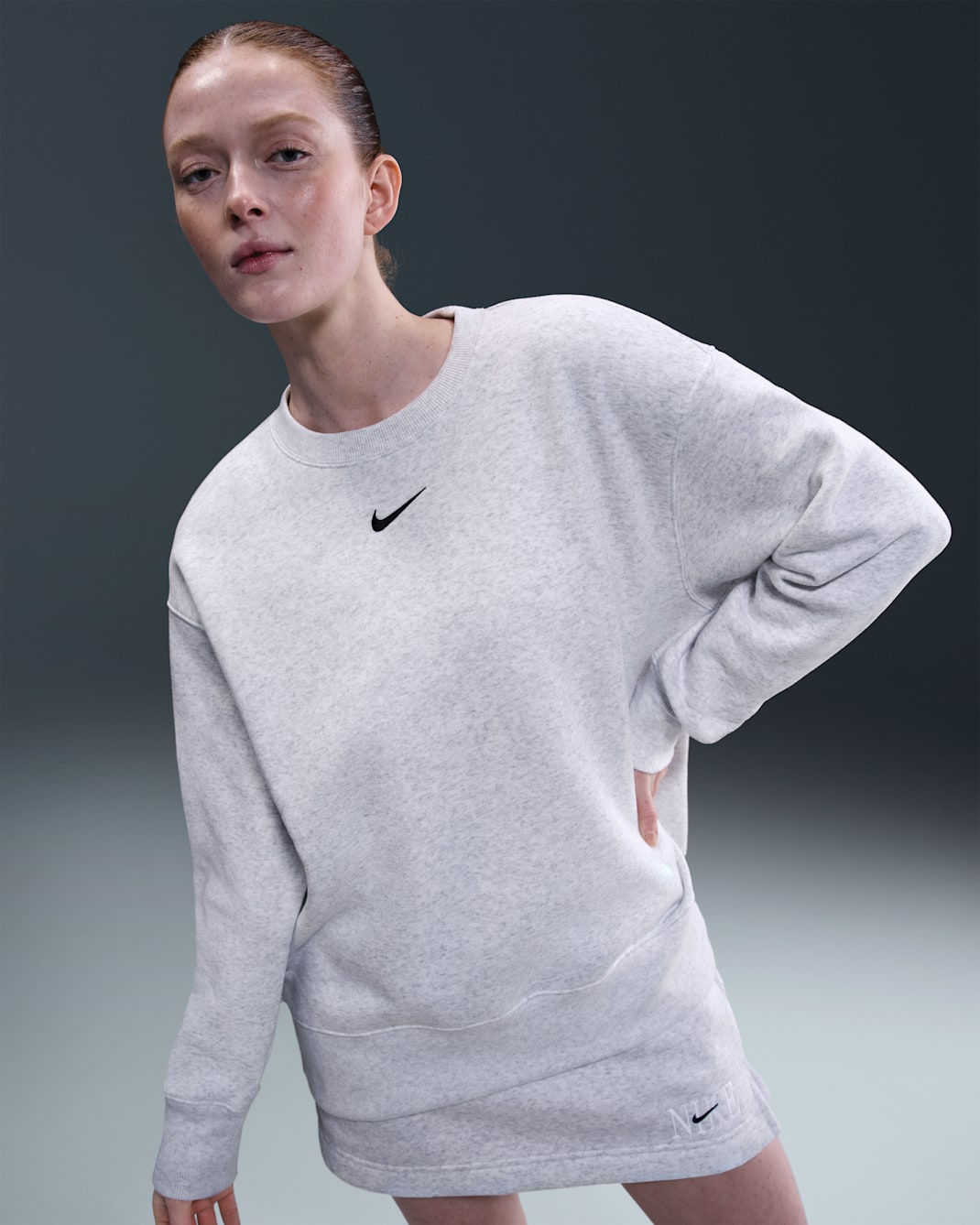 Nike Sportswear Phoenix Fleece Women's Oversized Crew-Neck Sweatshirt - Birch Heather/Black