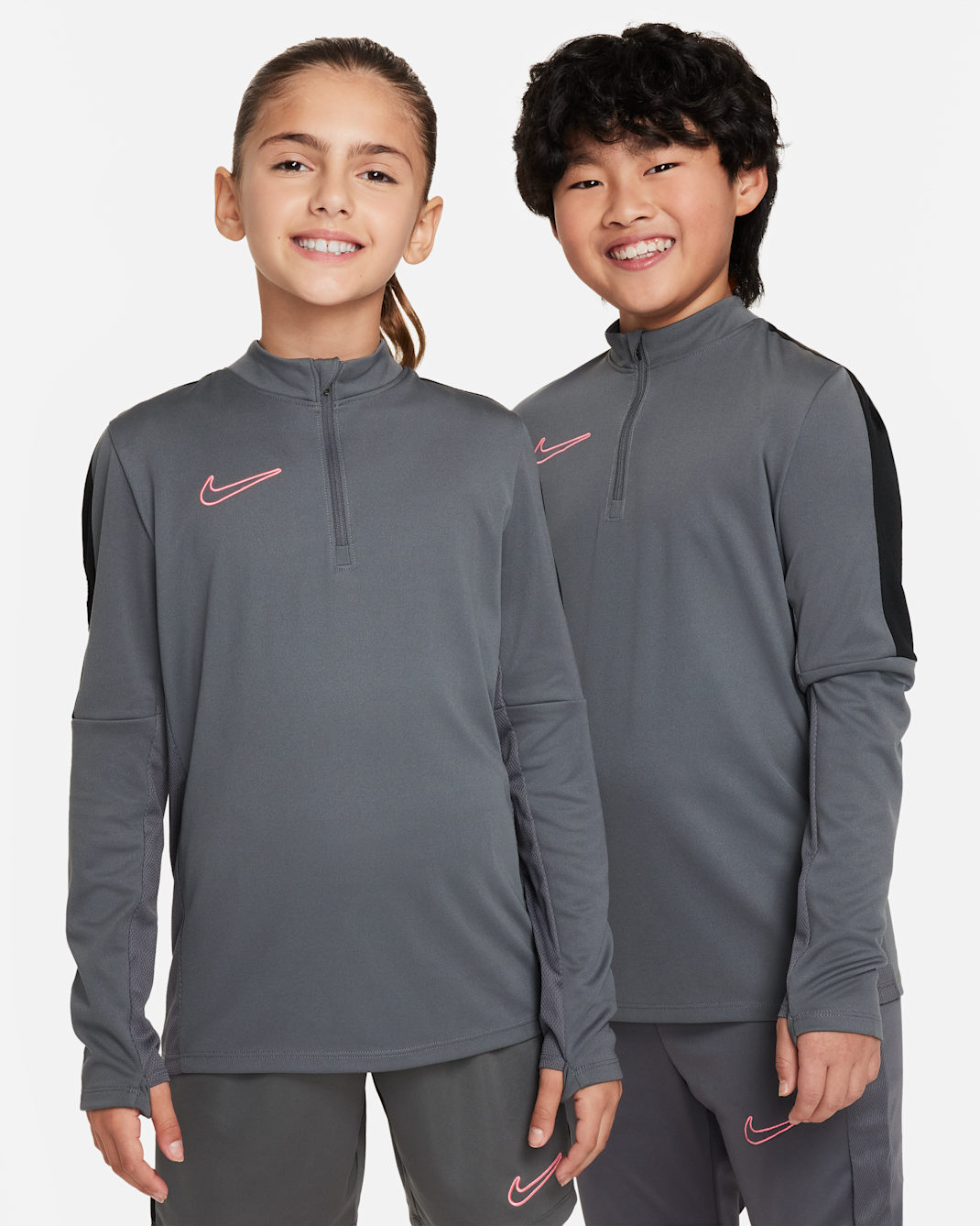 Nike Dri-FIT Academy Older Kids' Football Drill Top - Iron Grey/Black/Sunset Pulse