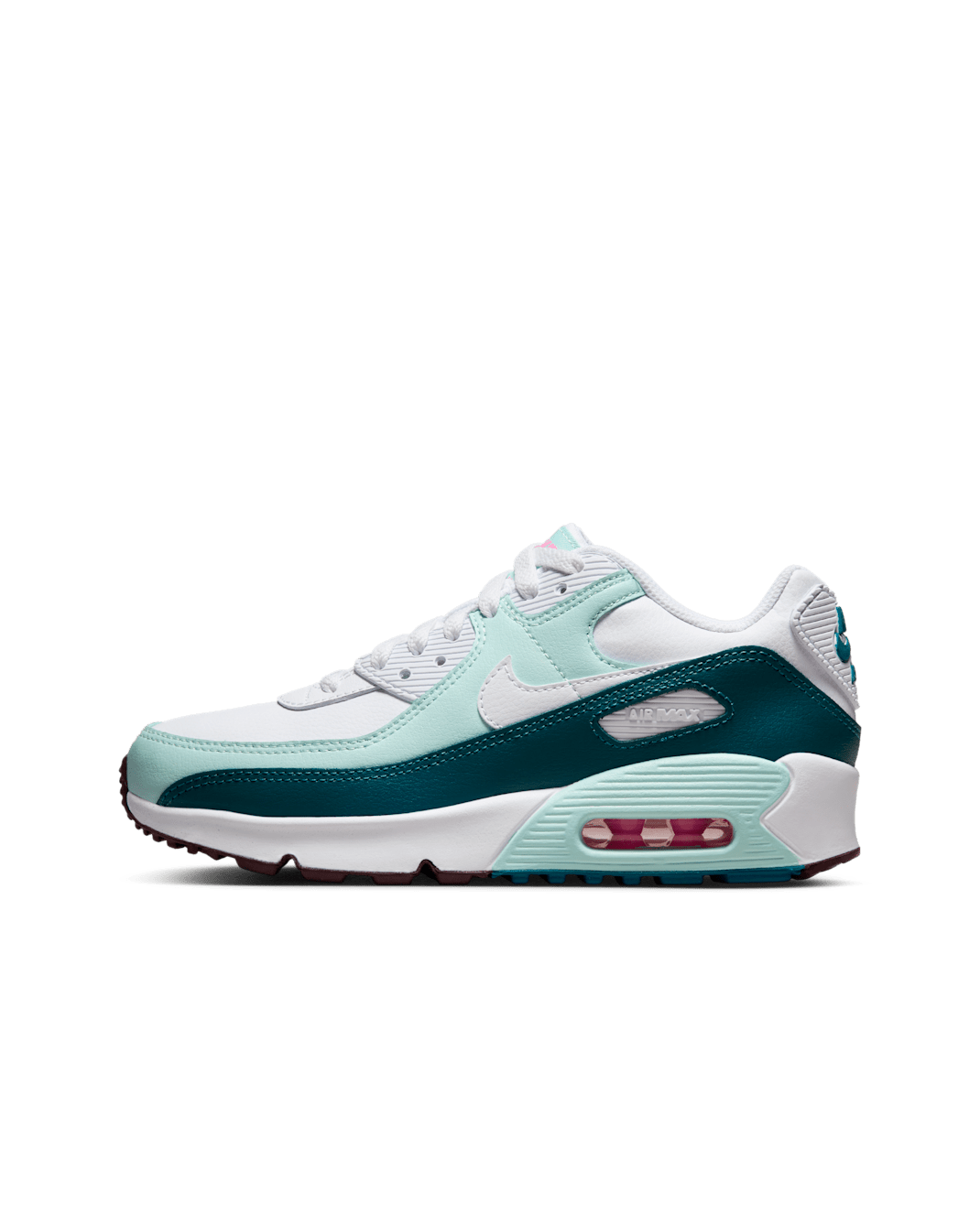 Nike Air Max 90 LTR Older Kids' Shoes - White/Jade Ice/Geode Teal/White