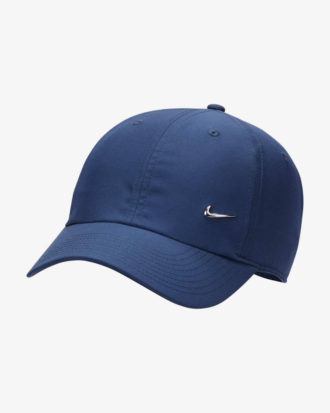 Nike Dri-FIT Club Gorra sin estructura con logotipo Swoosh metálico - Midnight Navy/Plata metalizado
