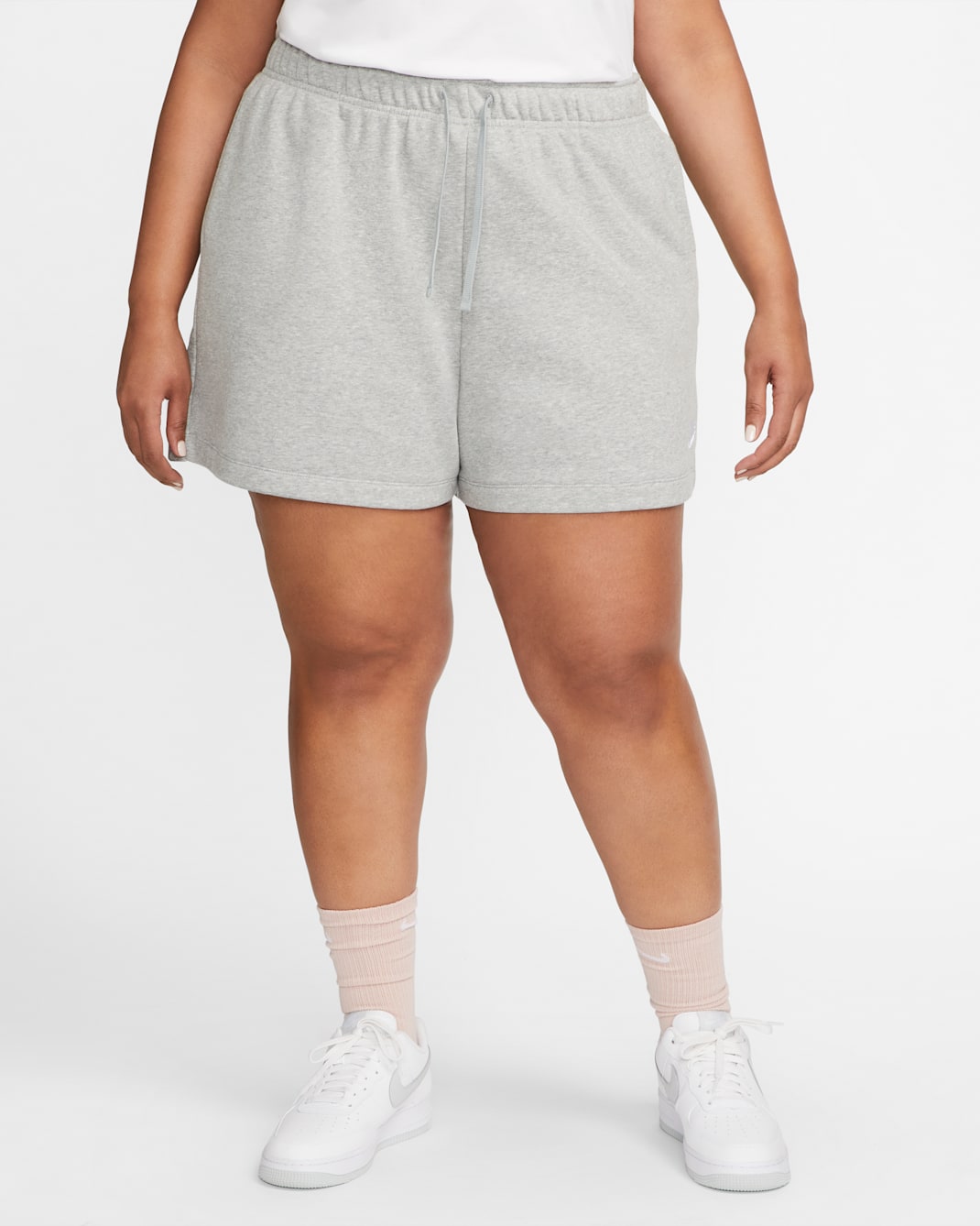 Nike Sportswear Club Fleece Women's Mid-Rise Shorts (Plus Size) - Dark Grey Heather/White