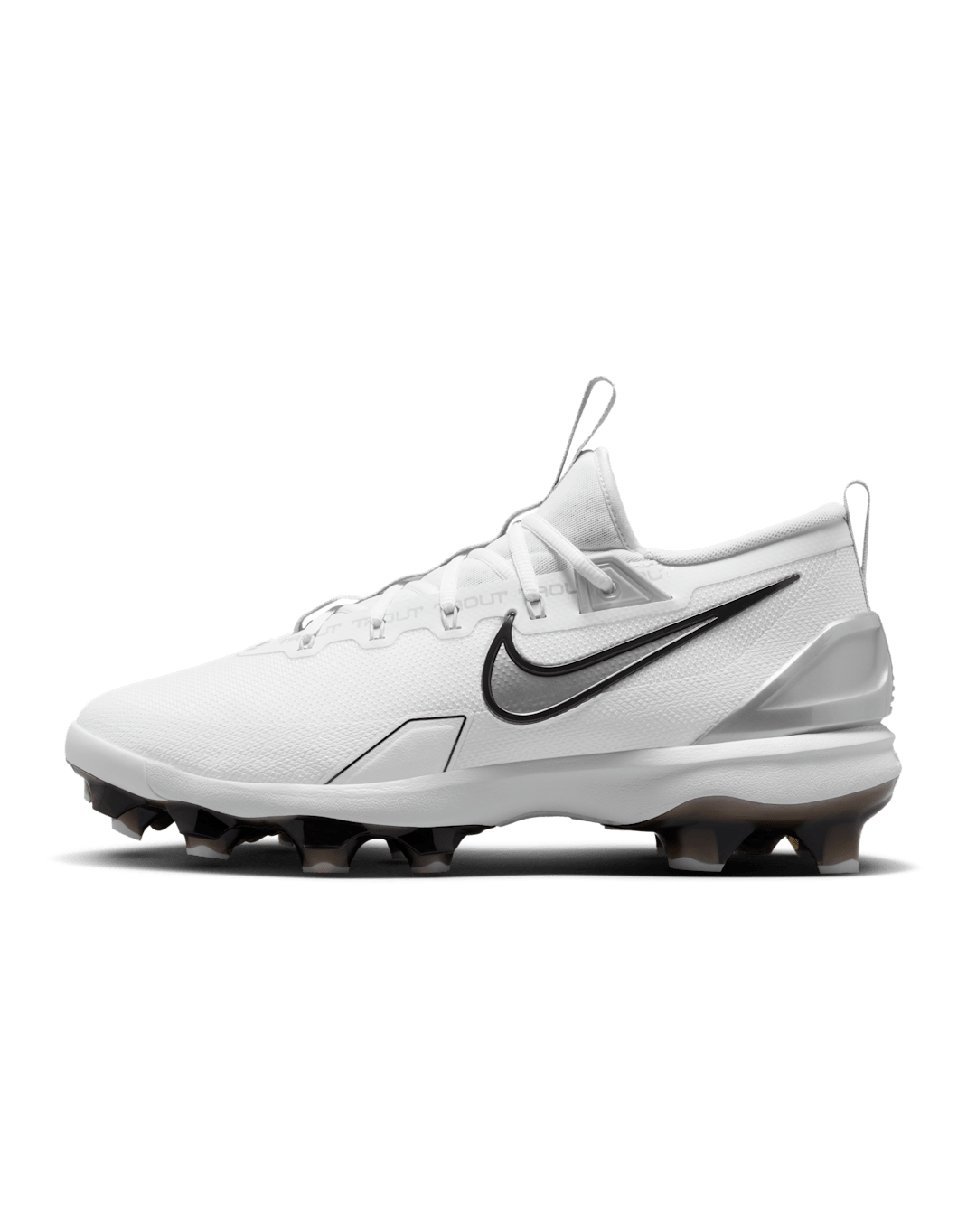 Nike Force Trout 9 Elite MCS Baseball Cleats - White/Black/Pure Platinum/Metallic Silver