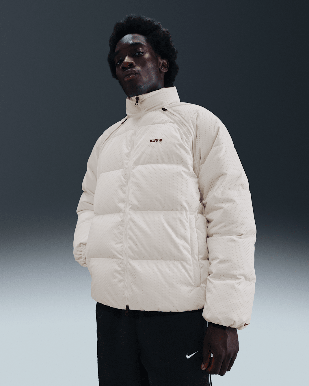 LeBron Men's Therma-FIT Down Jacket - Sail/Dark Team Red