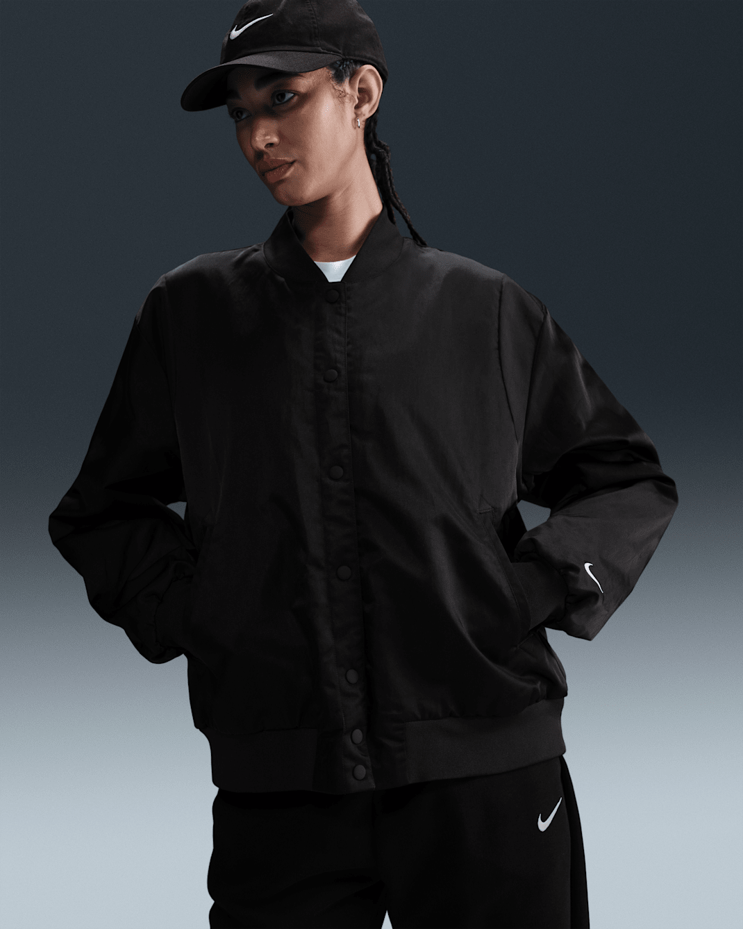 Nike Sportswear Destroyer Women's Oversized Woven Jacket - Black/White